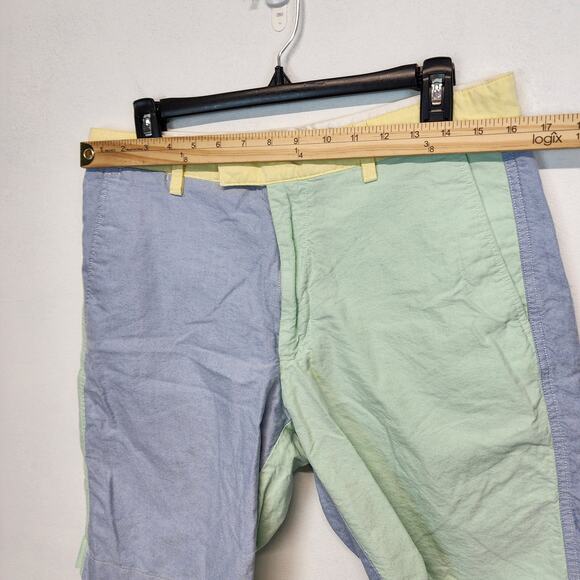 Chaps Pastel Colorblock Shorts Mens 32 Blue Green Pockets Cotton Southern Preppy - Picture 10 of 11